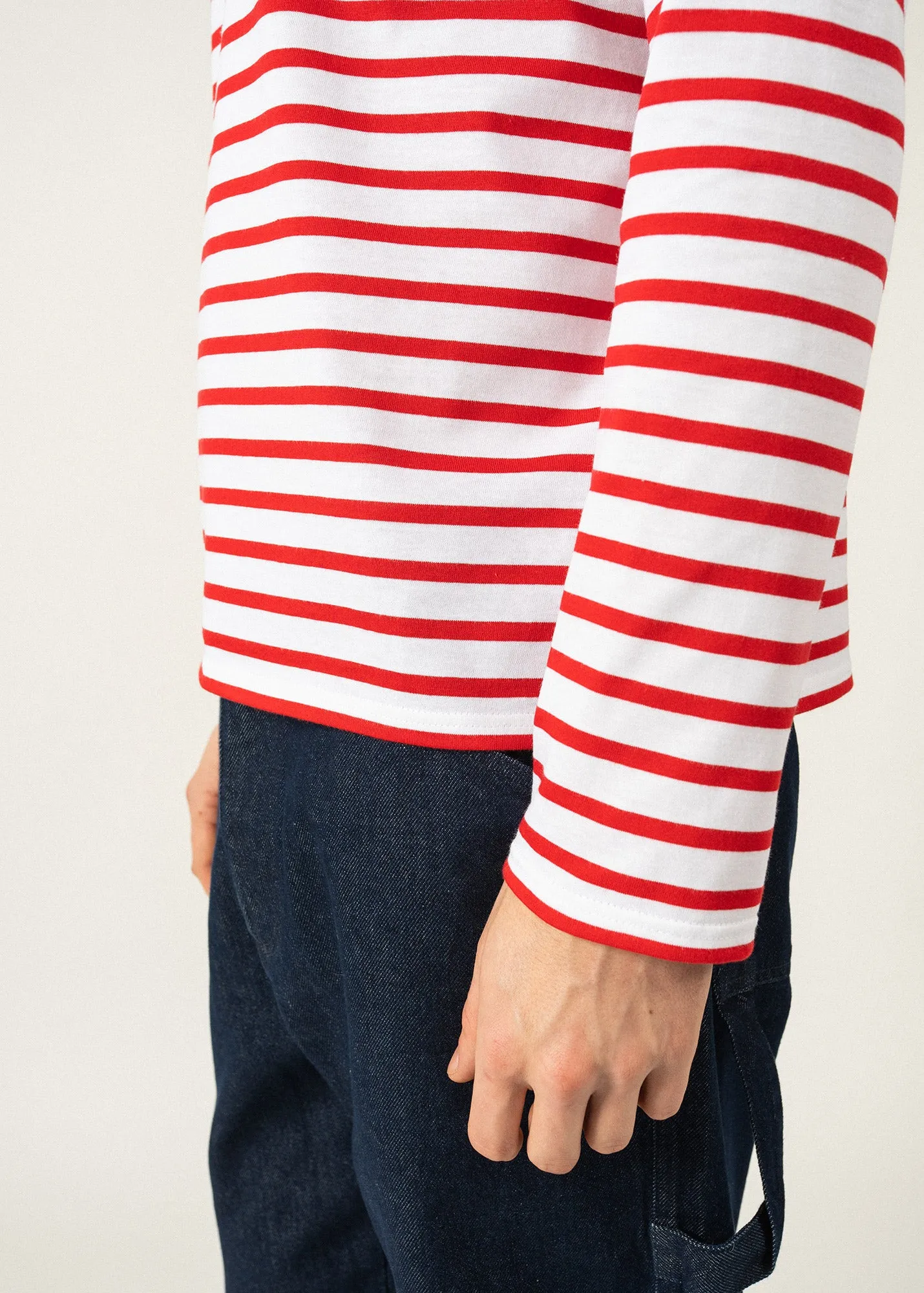 MINQUIERS MODERN - Authentic Breton Stripe Shirt | Soft Cotton | Men Fit (WHITE / RED)