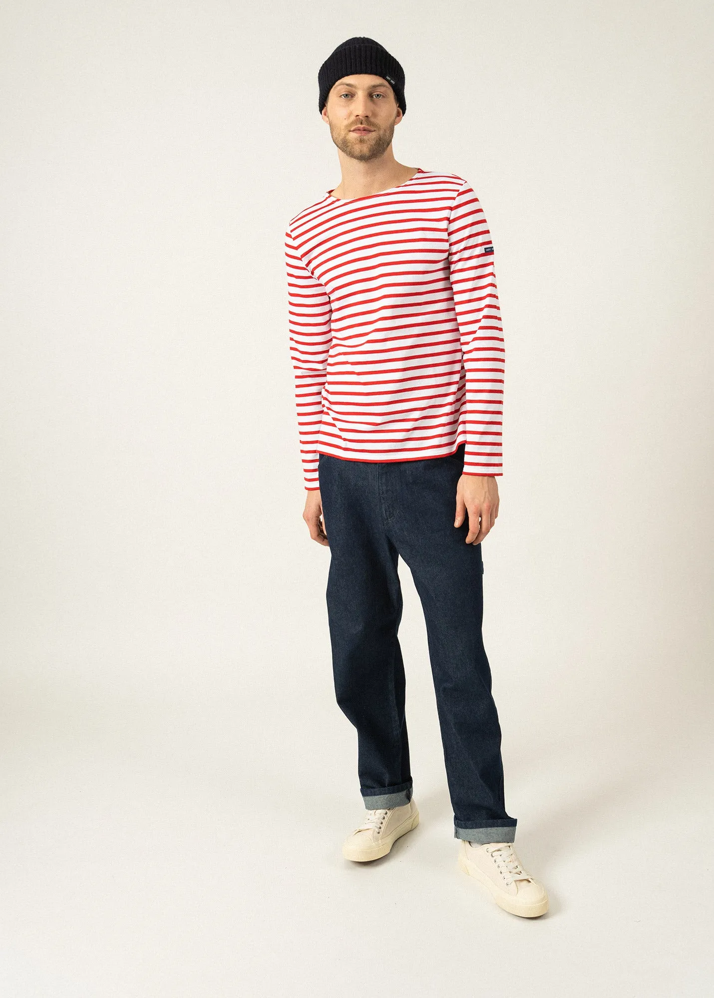 MINQUIERS MODERN - Authentic Breton Stripe Shirt | Soft Cotton | Men Fit (WHITE / RED)