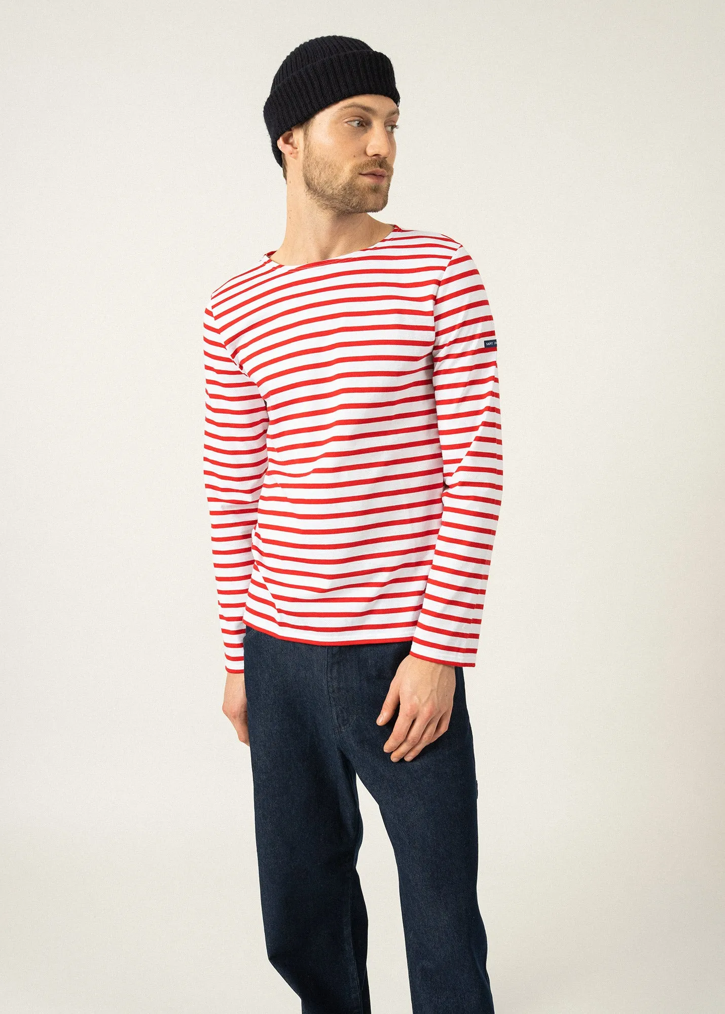 MINQUIERS MODERN - Authentic Breton Stripe Shirt | Soft Cotton | Men Fit (WHITE / RED)