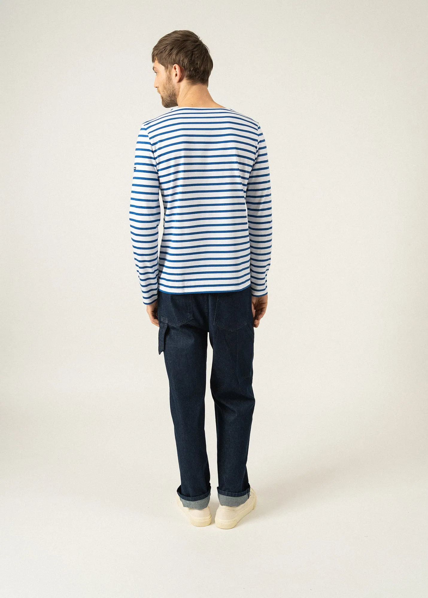 MINQUIERS MODERN - Authentic Breton Stripe Shirt | Soft Cotton | Men Fit (WHITE / ROYAL BLUE)