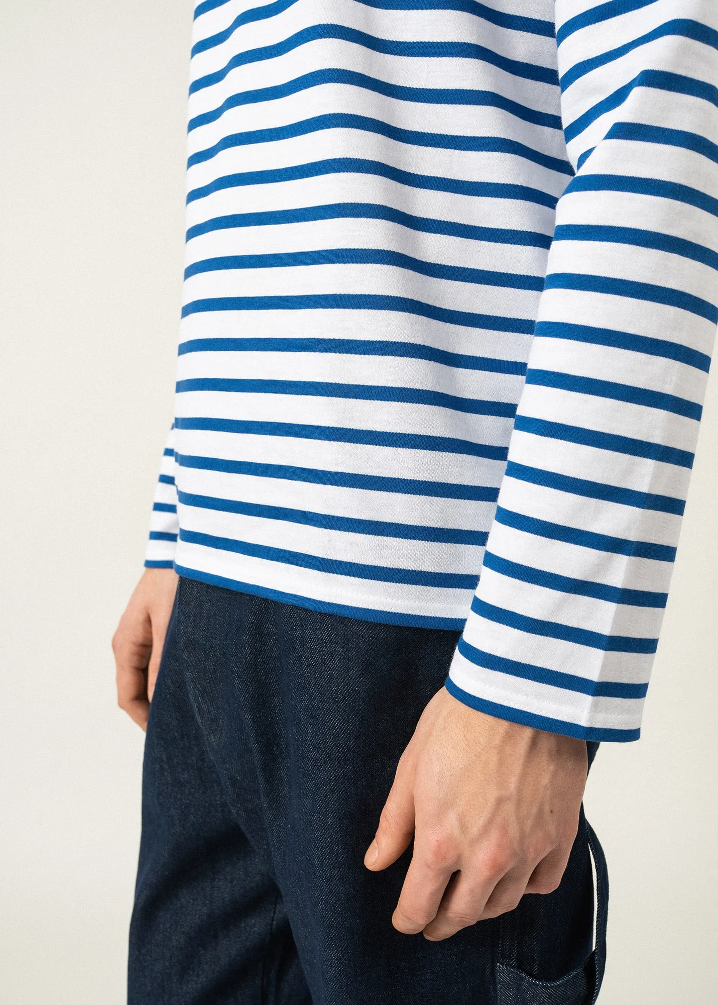 MINQUIERS MODERN - Authentic Breton Stripe Shirt | Soft Cotton | Men Fit (WHITE / ROYAL BLUE)