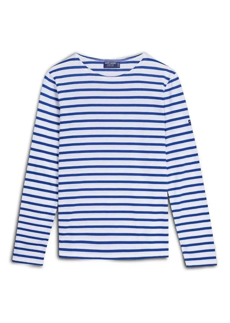 MINQUIERS MODERN - Authentic Breton Stripe Shirt | Soft Cotton | Men Fit (WHITE / ROYAL BLUE)