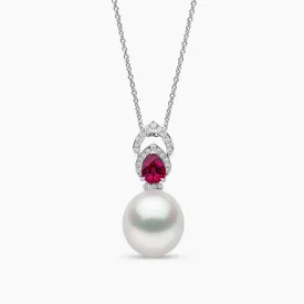 Ophelia 18K Gold South Sea Pearl Ruby Diamond Drop Pendant