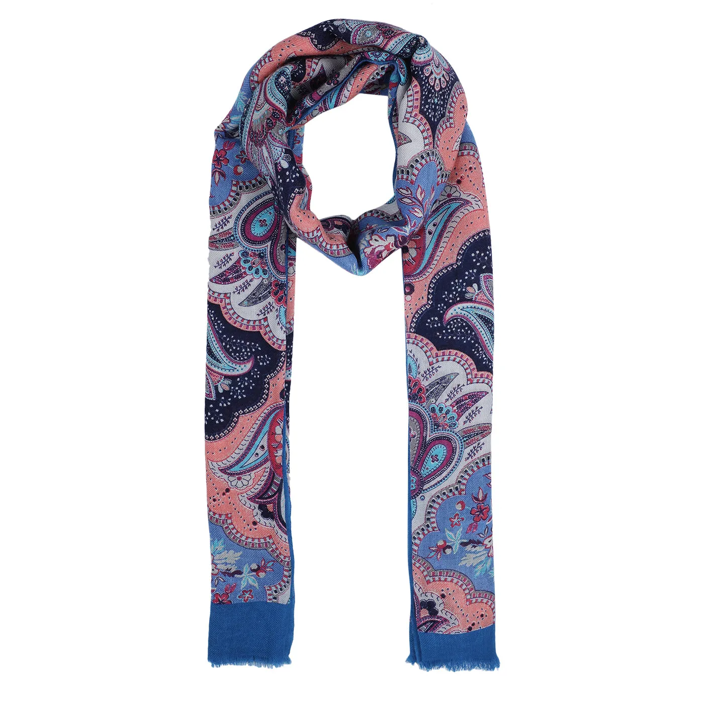 Paisley Block Blue Printed Shawl