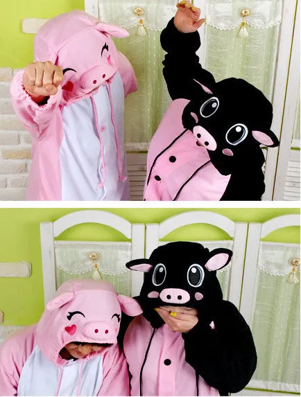 PITaPATs onesie animal jumpsuit costume - long sleeve black pig