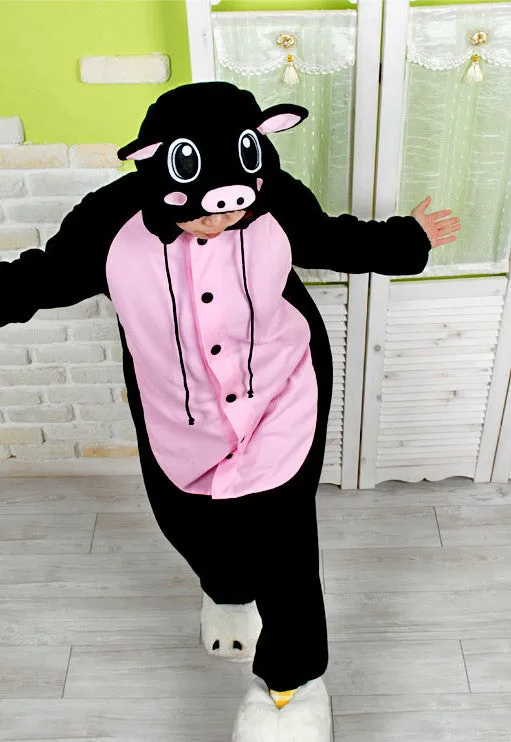 PITaPATs onesie animal jumpsuit costume - long sleeve black pig