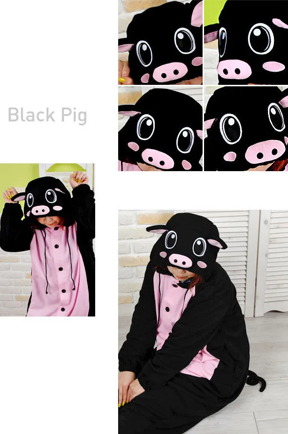 PITaPATs onesie animal jumpsuit costume - long sleeve black pig