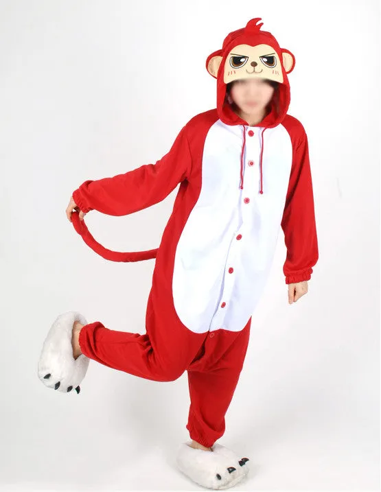 PITaPATs onesie animal jumpsuit costume - long sleeve red monkey