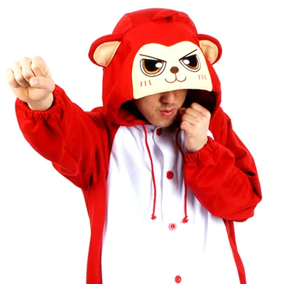 PITaPATs onesie animal jumpsuit costume - long sleeve red monkey