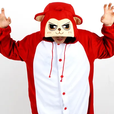 PITaPATs onesie animal jumpsuit costume - long sleeve red monkey