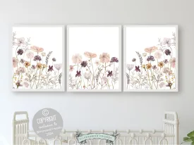 Purple and Pink Wildflower Nursery Prints