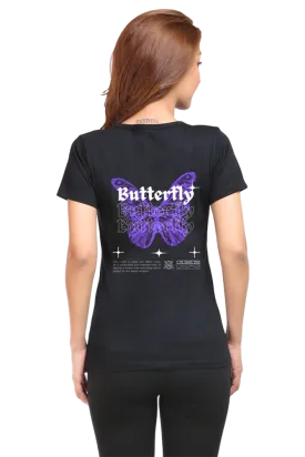 "Butterfly" Back Printed T-Shirt | Fashionable Women's Graphic Tee | Unique Designs, Ideal for Everyday Wear and Gifts