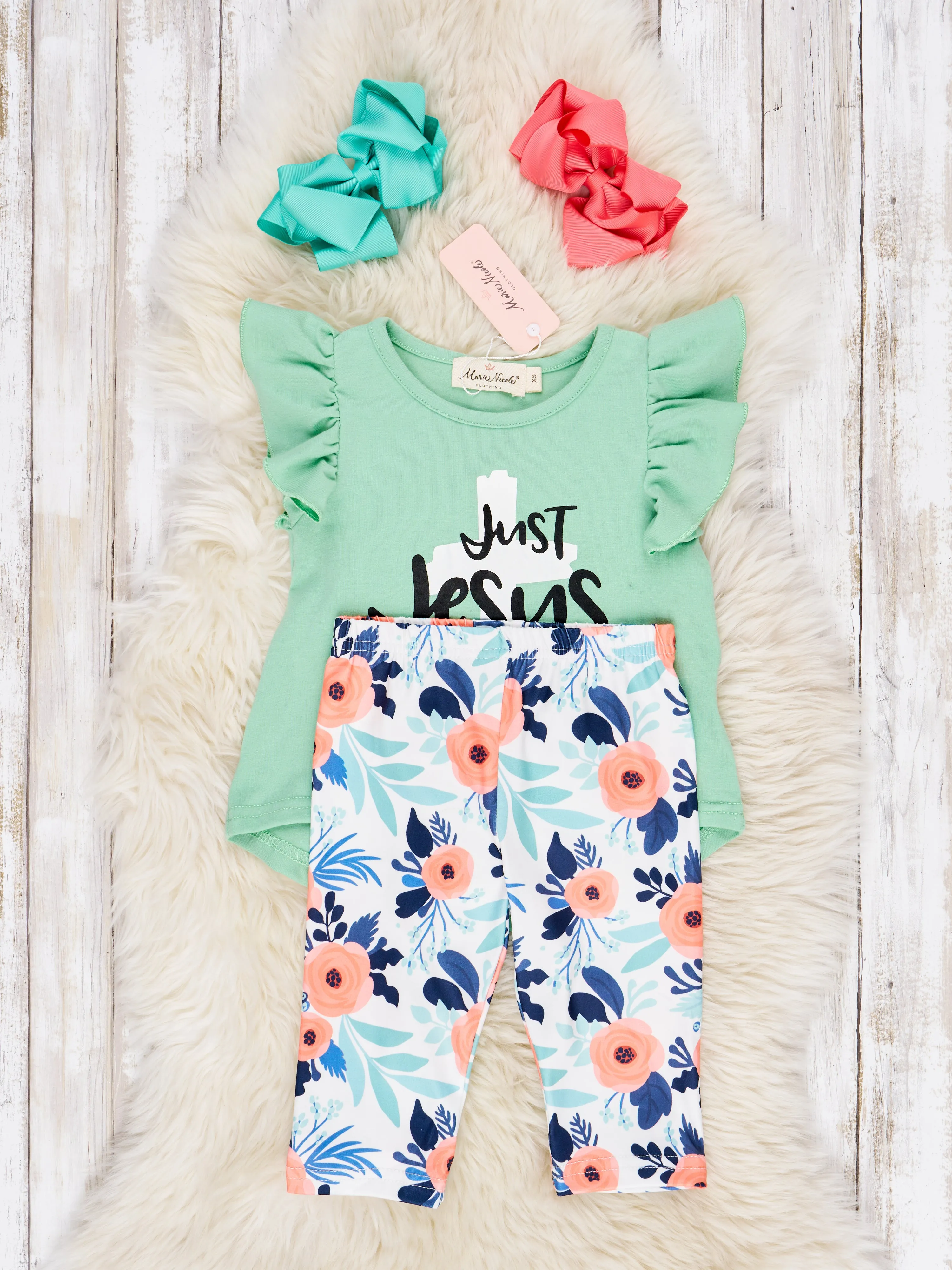 "Just Jesus" Floral Capri Outfit