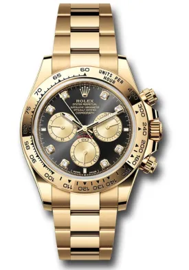 Rolex Daytona Yellow Gold Black And Golden Diamond Dial Oyster Bracelet 126508