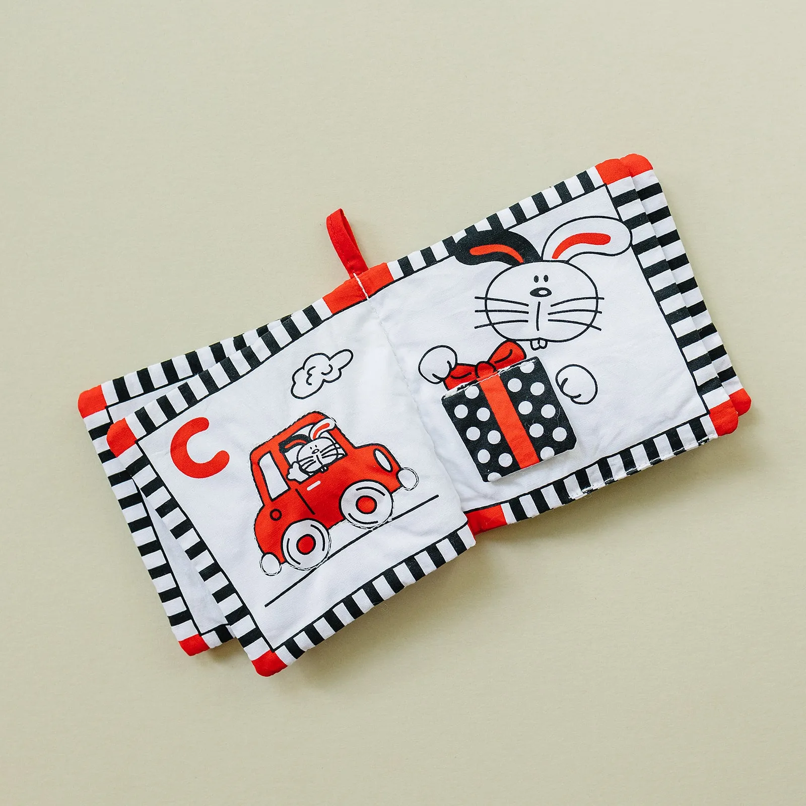 Soft Cloth Book of ABCs in High Contrast Black White Red