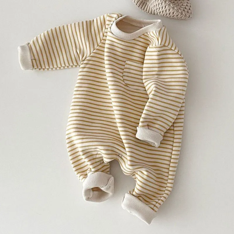 Striped Long-Sleeved Cozy Romper