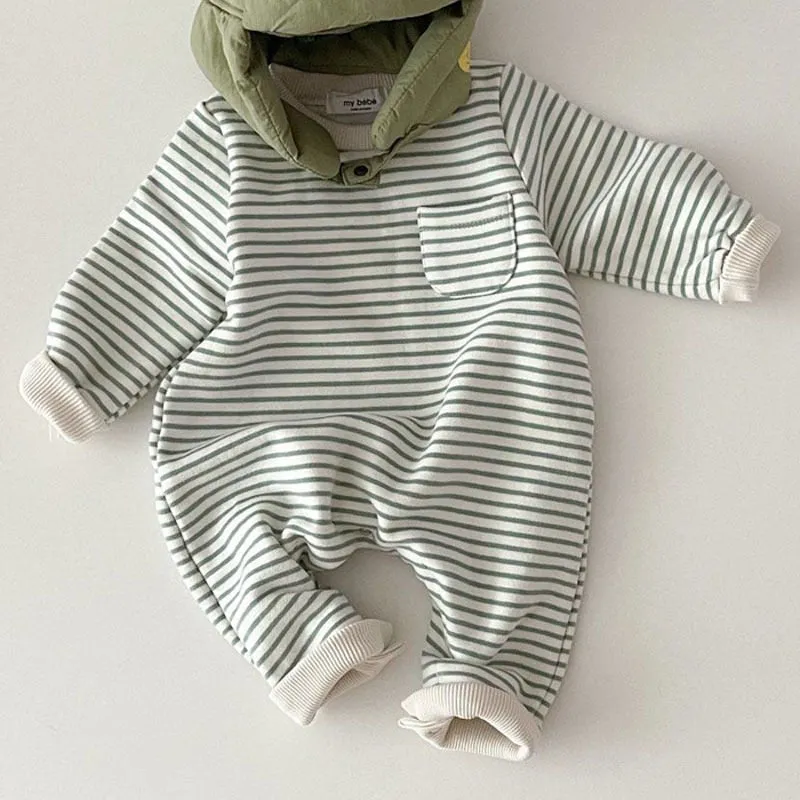 Striped Long-Sleeved Cozy Romper