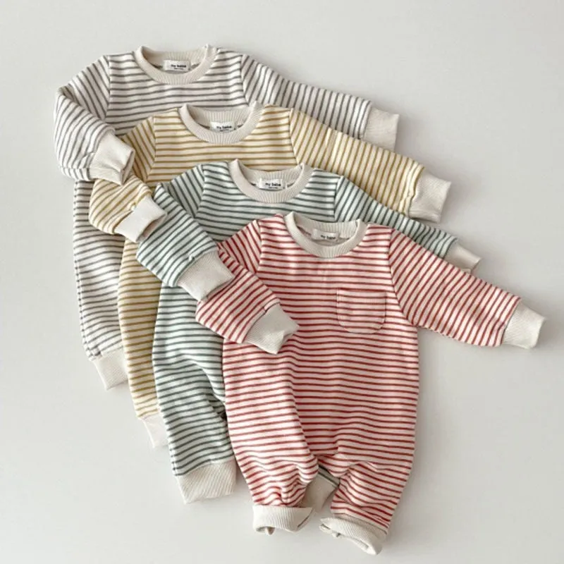 Striped Long-Sleeved Cozy Romper