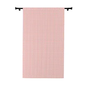 Vampire Art Grunge Preppy Chic Cottagecore White and Coral Pink Houndstooth Blackout Window Curtains (1 Piece)