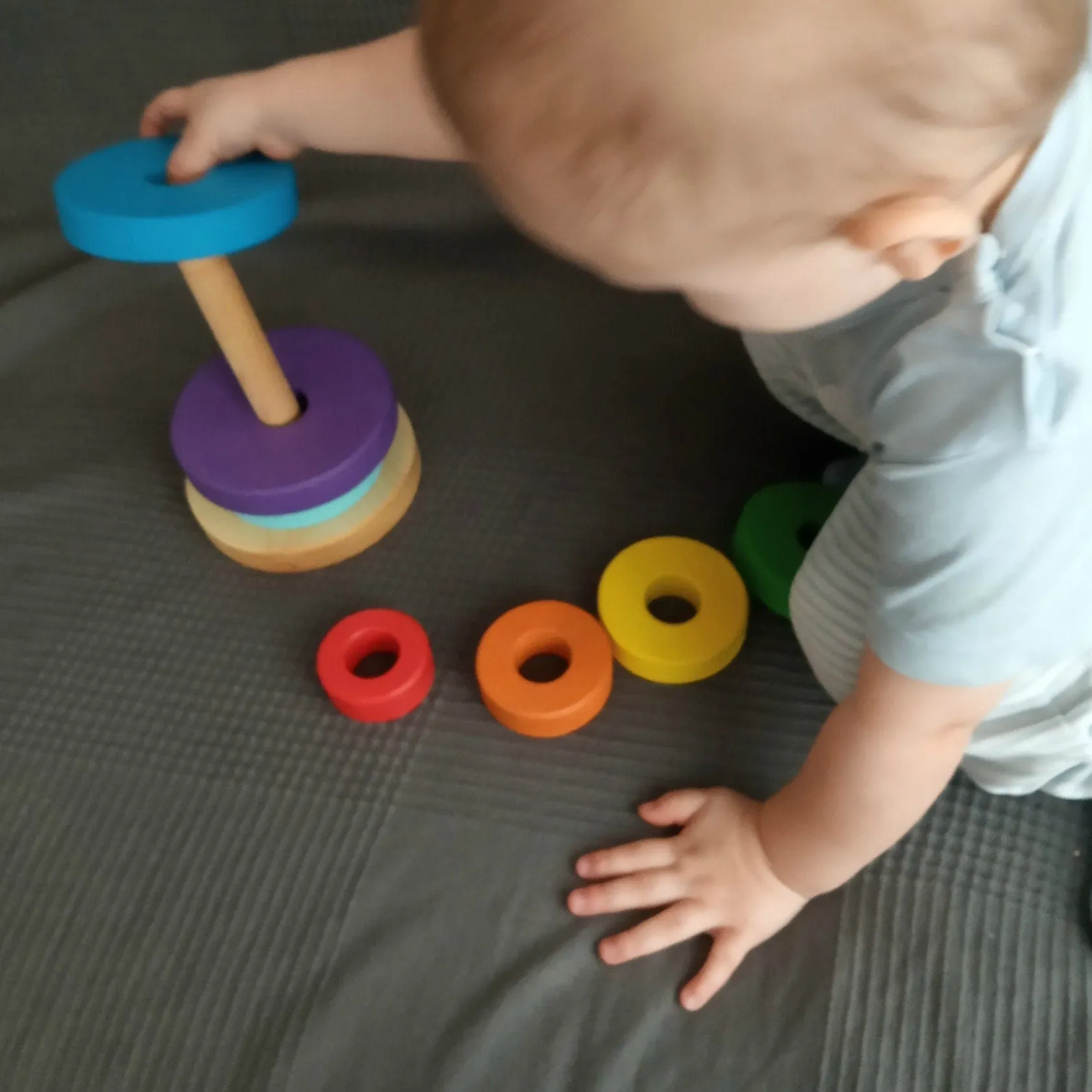 Wooden Montessori Ring Stacker Toy Rainbow, Personalized 1st Birthday Gifts for Kids, Montessori Baby Materials, Educational Toddler Toys